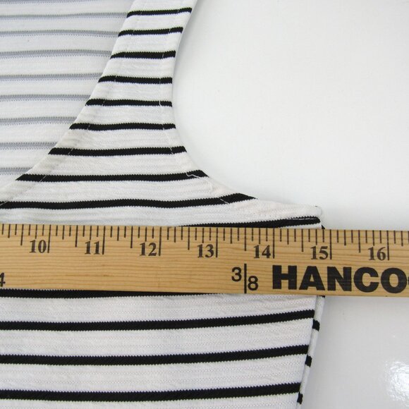Almost Famous Junior White w/Black Stripe Bodycon Front Full Zip Dress Sz S - Picture 6 of 10